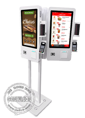 Terminal Cashless tomado partido dobro da posição da máquina da ordem do serviço do auto do fast food 24 polegadas