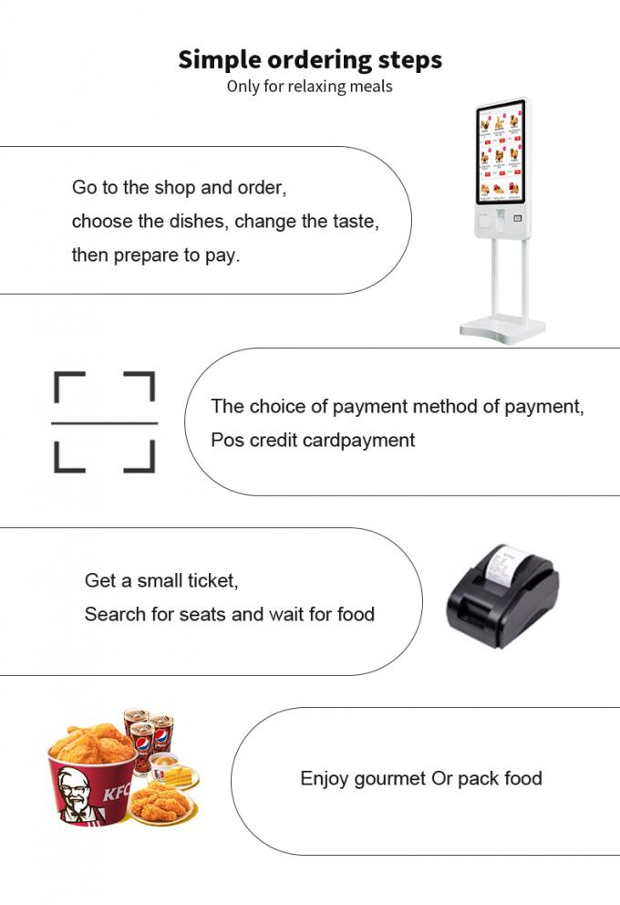 Quiosque Interativo com Tela Sensível ao Toque de 24/32/43 Polegadas com Sinalização Digital, Terminal de Pagamento Self-Service 1