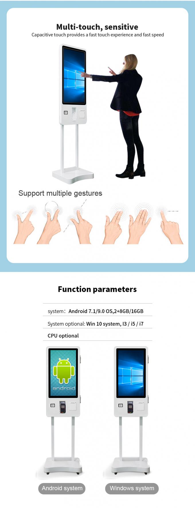 Quiosque Interativo com Tela Sensível ao Toque de 24/32/43 Polegadas com Sinalização Digital, Terminal de Pagamento Self-Service 2