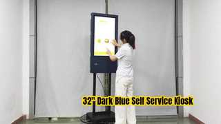 Quiosque de autoatendimento azul escuro de 32 polegadas com scanner de código QR