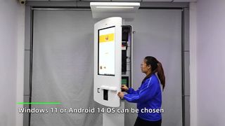 Quiosque externo de auto-encomenda de 32 polegadas com faixa de luz LED e cobertura de chuva