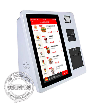 Quiosque com tela sensível ao toque para impressão de tickets para pedidos de comida para mercados, restaurantes, autoatendimento