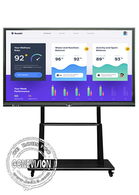 Vidro antirreflexo 85 polegadas 4K painel de tela de toque IR plano Android Win 10 sistema duplo