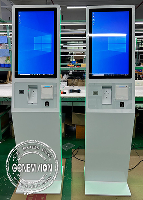 Leitor de impressões da palma de mão de fita LED branca impressão digital máquina de quiosque de autoatendimento 27 polegadas Windows PC tudo em um