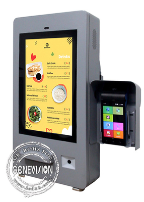 15.6 polegadas Hamburgo Car Wall Mount Impressora de bilhetes QR Scanner POS PCAP Touch Screen Quadro de autoatendimento Fast Food