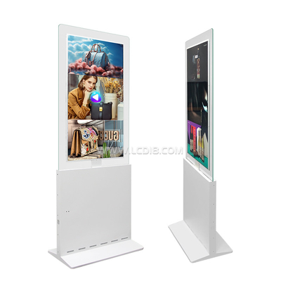 Display publicitário de piso de alto brilho com quadro transparente