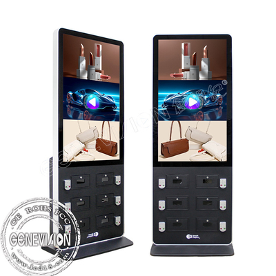 Display de publicidade com 6 boxer com fechadura para carregamento de telefone