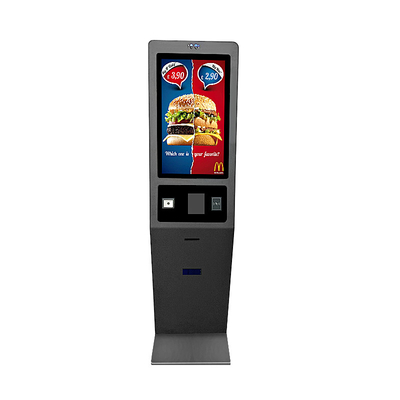 27 polegadas de piso de pé auto-serviço Pedido de quiosque de fast food com LED Light Strip Decoração
