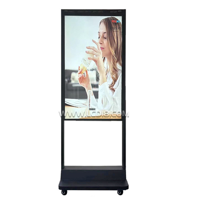 Ultra Thin Floor Standing 43 49 55inch Double Screen Android Window Display Com Quadro de Alumínio e Longa Vida útil