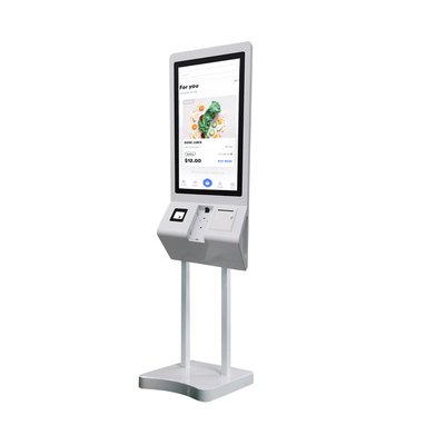 27 polegadas em forma de B Self-Service Checkout Kiosk Menuboard Máquina Pos Com Impressora QR Code Scanner