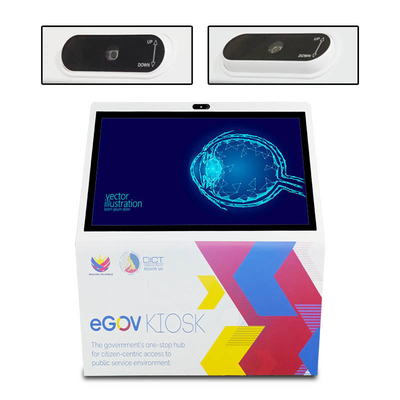 Microfone de câmera embutida 55 polegadas Kiosco de tela sensível ao toque com autocolante de logotipo