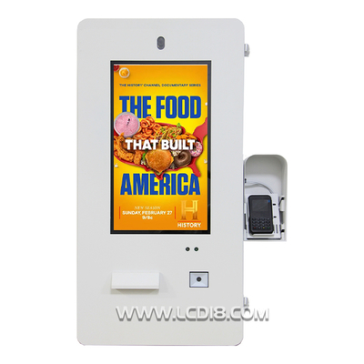 Quiosque de trailer de alimentos externo à prova d'água com montagem na parede de 21,5 polegadas com quiosque de autoatendimento com tela sensível ao toque e câmera para trailer de alimentos