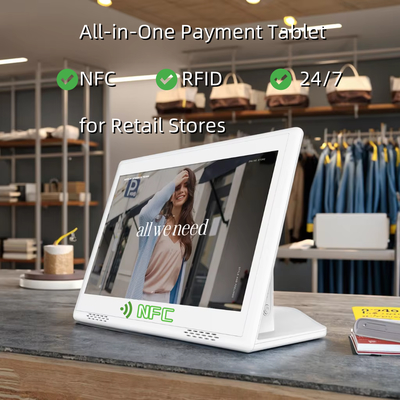 PC Android All-One personalizado de 10,1 polegadas com tela de toque capacitiva, NFC/RFID & RJ45 para quiosques de varejo