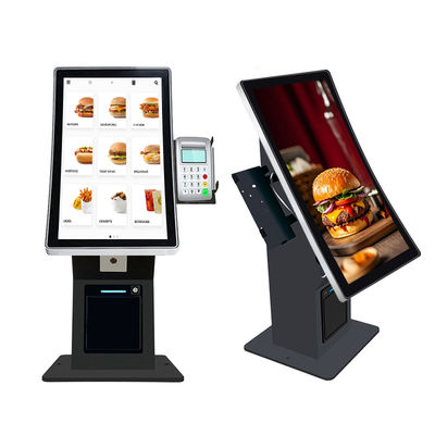 Quiosque de autoatendimento com tela curva de 23,6 polegadas, tela sensível ao toque popular, quiosque de pagamento de mesa, quiosque de check-in e check-out