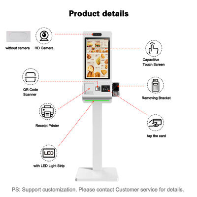21.5 polegadas 24 polegadas 32 polegadas touch screen interativo quiosque de pagamento com impressora Qr código scanner