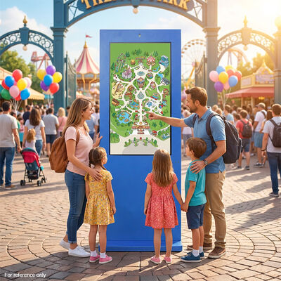Totem de sinalização digital de piso externo com 3000nits de luz solar Display legível 5MP Câmera e sensor de luz de atenuação automática