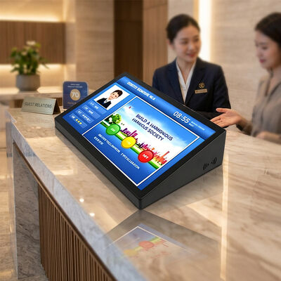 Terminal de avaliação de satisfação do cliente tudo em um Android de toque capacitivo de 10,1 polegadas para mesa interna Feedback de classificação de serviço