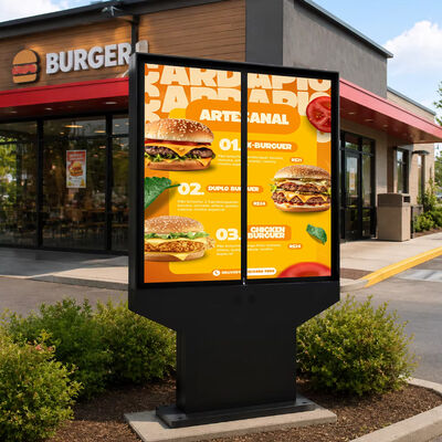55 Inch Outdoor Digital Signage with 3500 Nits High Brightness IP66 Waterproof Double Screens Advertising Display