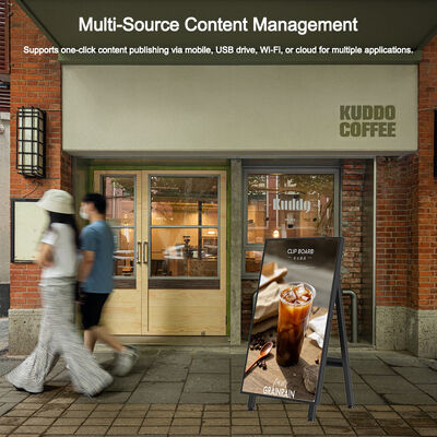 Portable Outdoor Digital Signage 1500 Nits IP65 Waterproof A-Frame Digital Sandwich Board for Retail & Restaurant